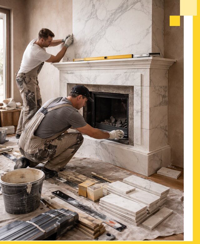 Отделка каминов в Беслане качественные облицовочные работы