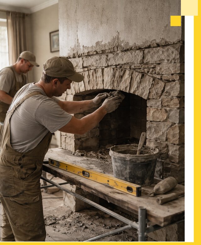 Изготовление каминов под ключ в Беслане, монтаж и отделка