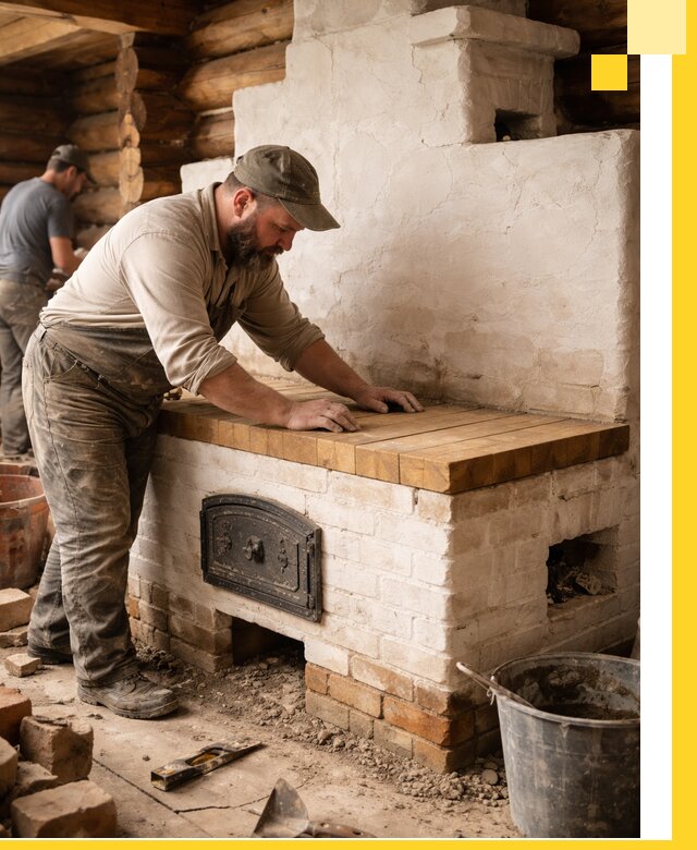 Проектирование и установка русской печи с лежанкой в Беслане