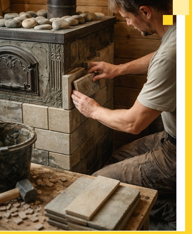 Облицовка банных печей в Беслане профессиональная отделка