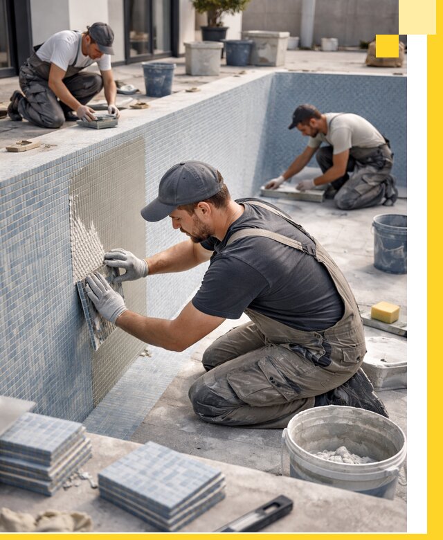 Облицовка бассейнов в Беслане плитка мозаика гидроизоляция