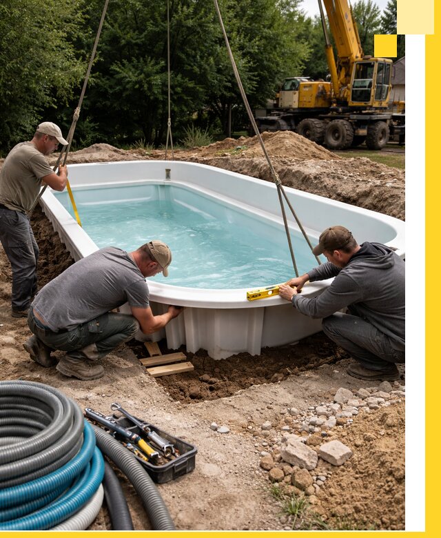 Установка и монтаж композитных бассейнов под ключ в Беслане