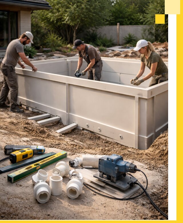 Установка полипропиленовых бассейнов под ключ в Беслане