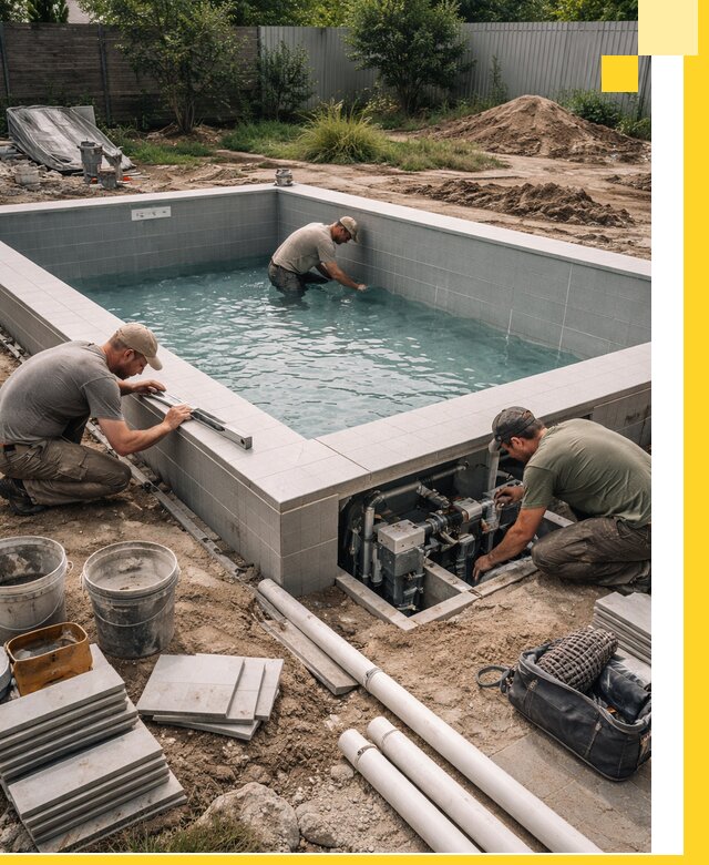 Строительство и монтаж бассейнов для дачи под ключ в Беслане