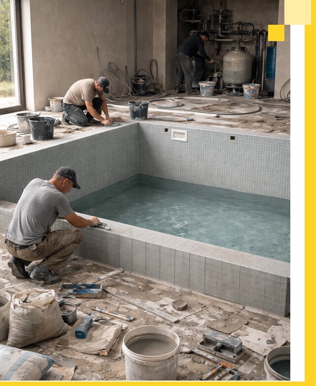 Строительство и монтаж бассейнов в помещении в Беслане