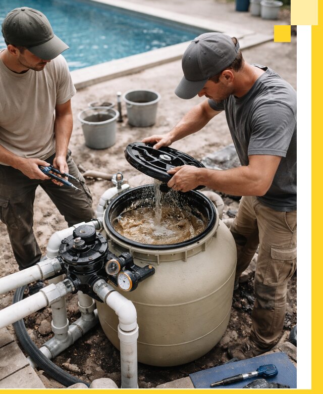 Установка и обслуживание песочных фильтров для бассейнов в Беслане