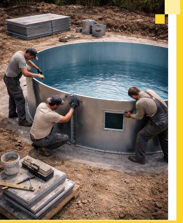 Круглые бассейны под ключ в Беслане проектирование и монтаж