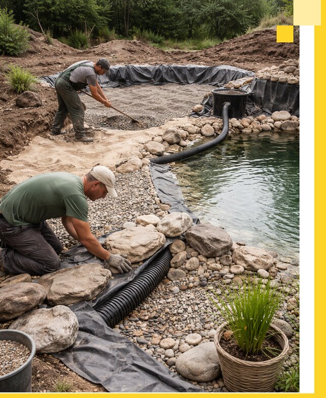 Строительство природных бассейнов и озер в Беслане под ключ