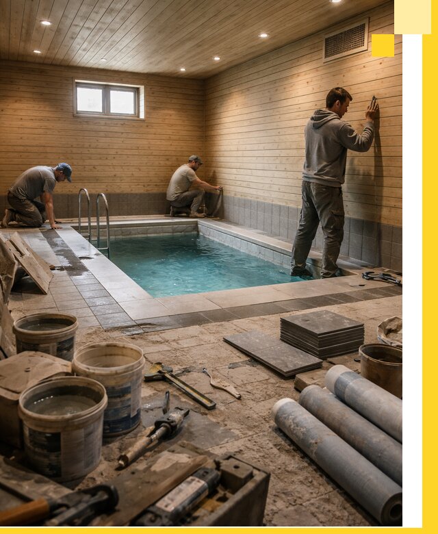 Строительство бани с бассейном и сауной под ключ в Беслане