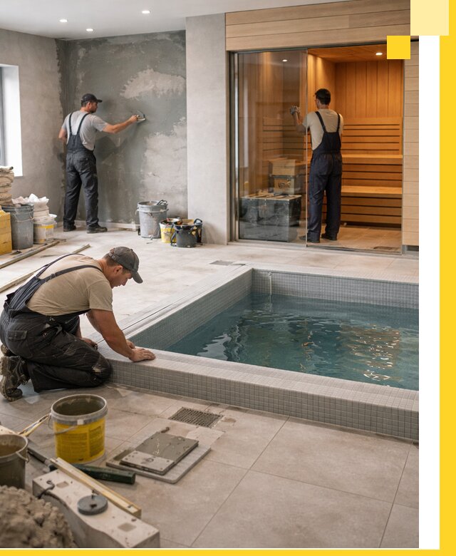 Проектирование и строительство сауны с бассейном в Беслане