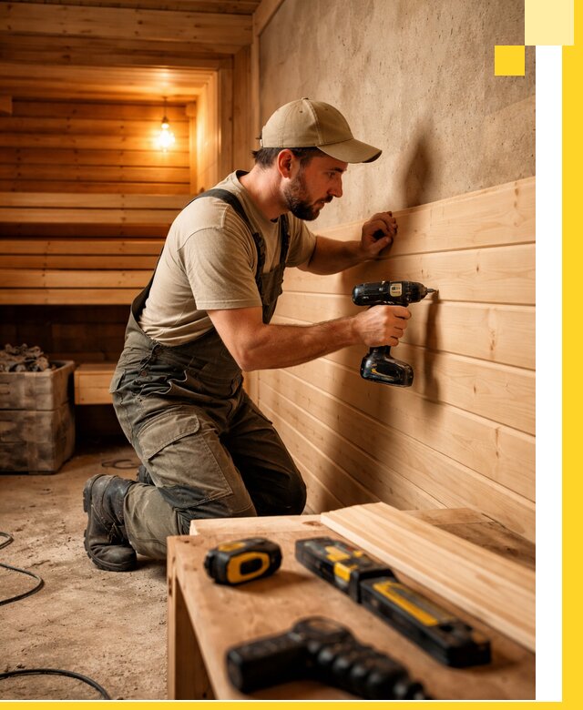 Профессиональная внутренняя отделка бани в Беслане под ключ