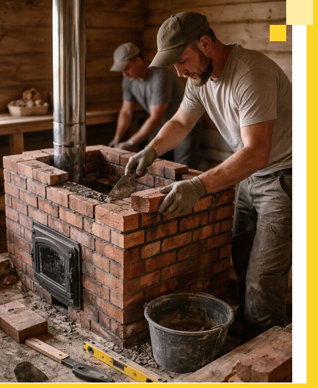 Кирпичные печи для бани под ключ в Беслане, проект и монтаж