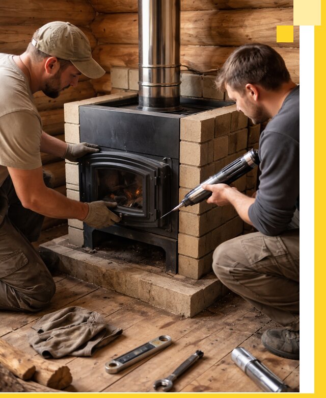 Монтаж и установка печи в бане под ключ с гарантией в Беслане