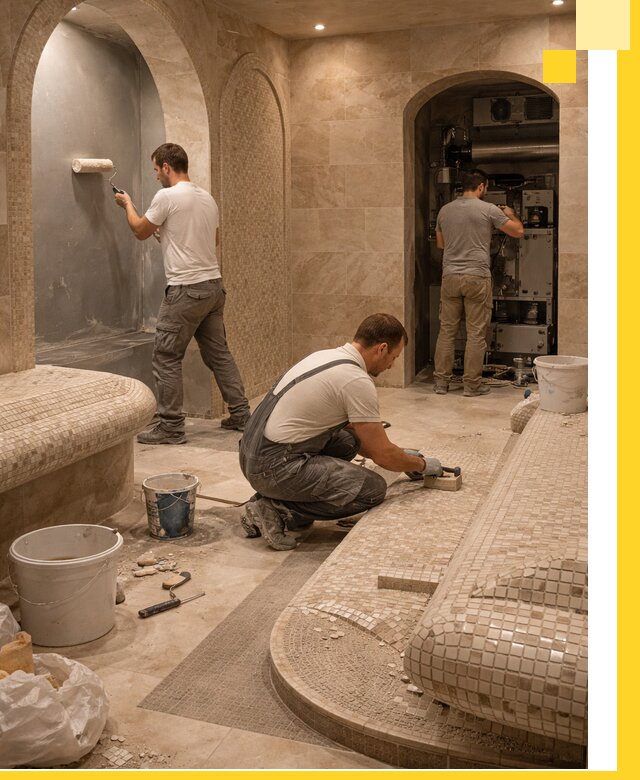 Строительство бани с хамамом и бассейном под ключ в Беслане