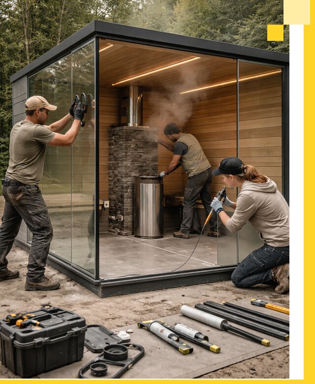 Проектирование и строительство стеклянных бань в Беслане