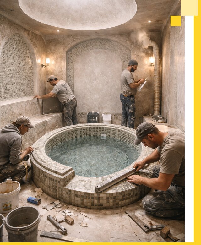 Профессиональное строительство хамама с бассейном в Беслане под ключ