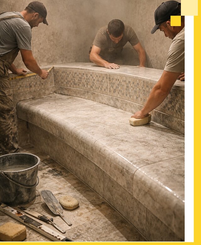 Изготовление и установка сидений для хамама в Беслане